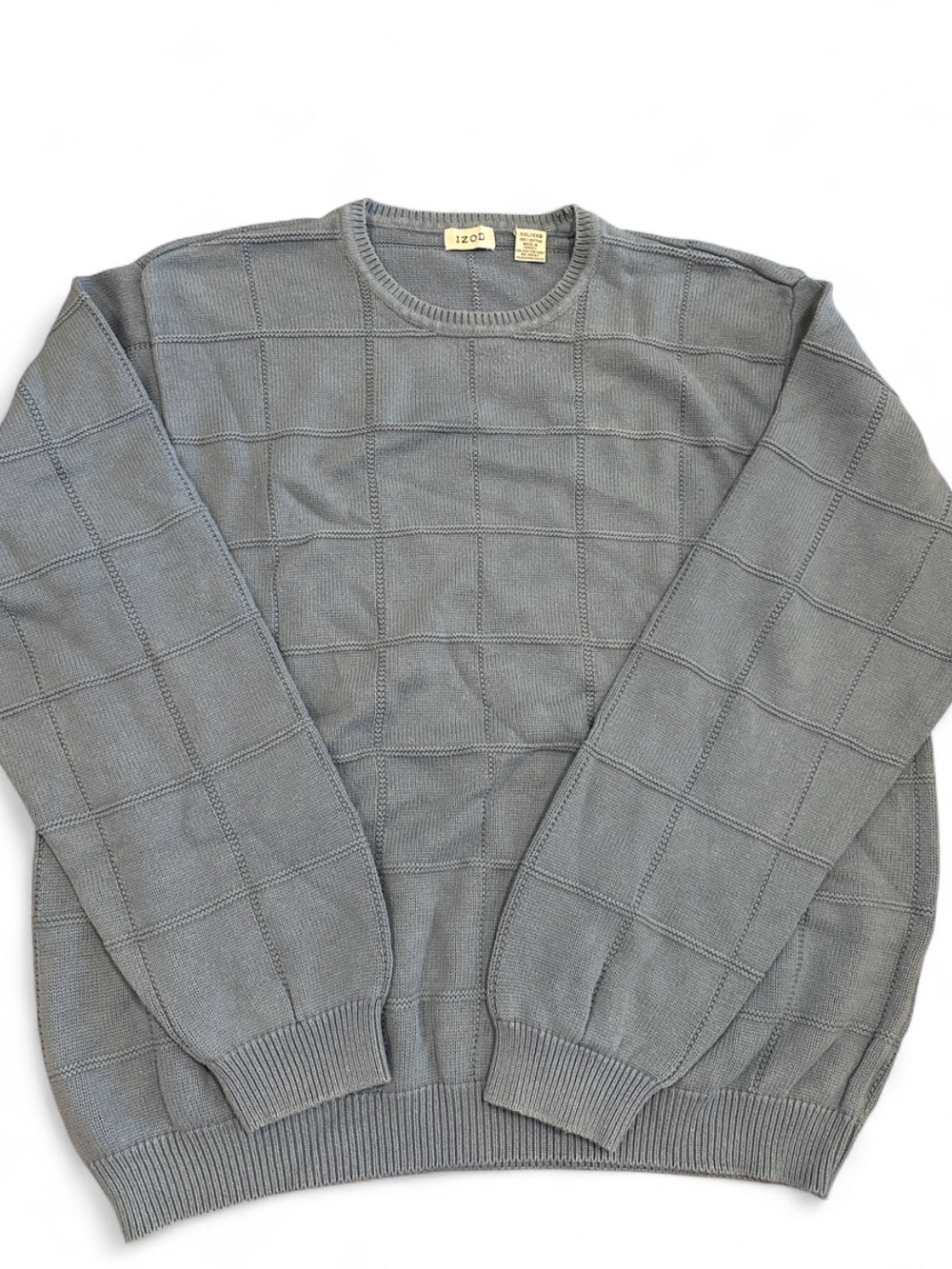 IZOD Men’s XXL Blue Grid Knit Crewneck Sweater